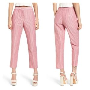 Wayf Pants - NWOT WAYF Pink Striped Piper High Waist Crop Pants Wayf Pants - NWOT WAYF Pink Striped Piper High Waist Crop Pants